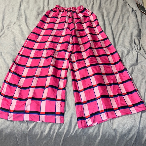 PAPER London Miami check pink check wide leg boxer trousers - Picture 1 of 3